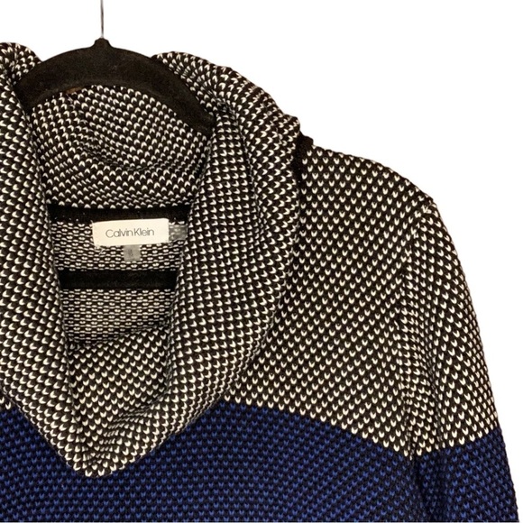 Calvin Klein Ladies Long Sleeve Cowl Neck Blouce Knit Sweater Blue Black Size 1X - Picture 6 of 8